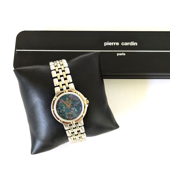 Vintage 1997 Pierre Cardin Two-Tone Australian Opal Dial Watch New Battery - Picture 1 of 12